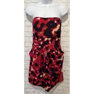 Bar III Pink Abstract Watercolor Strapless Pockets Short Mini Dress Size Medium